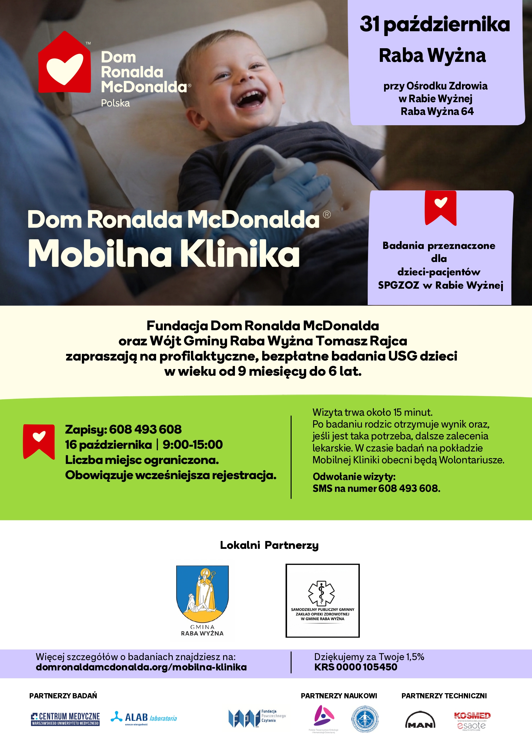 Plakat badań z Fundacją Ronalda McDonalda